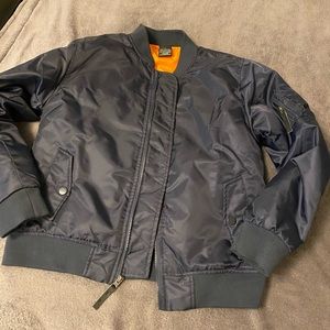 Boys jacket . Navy blue with orange lining